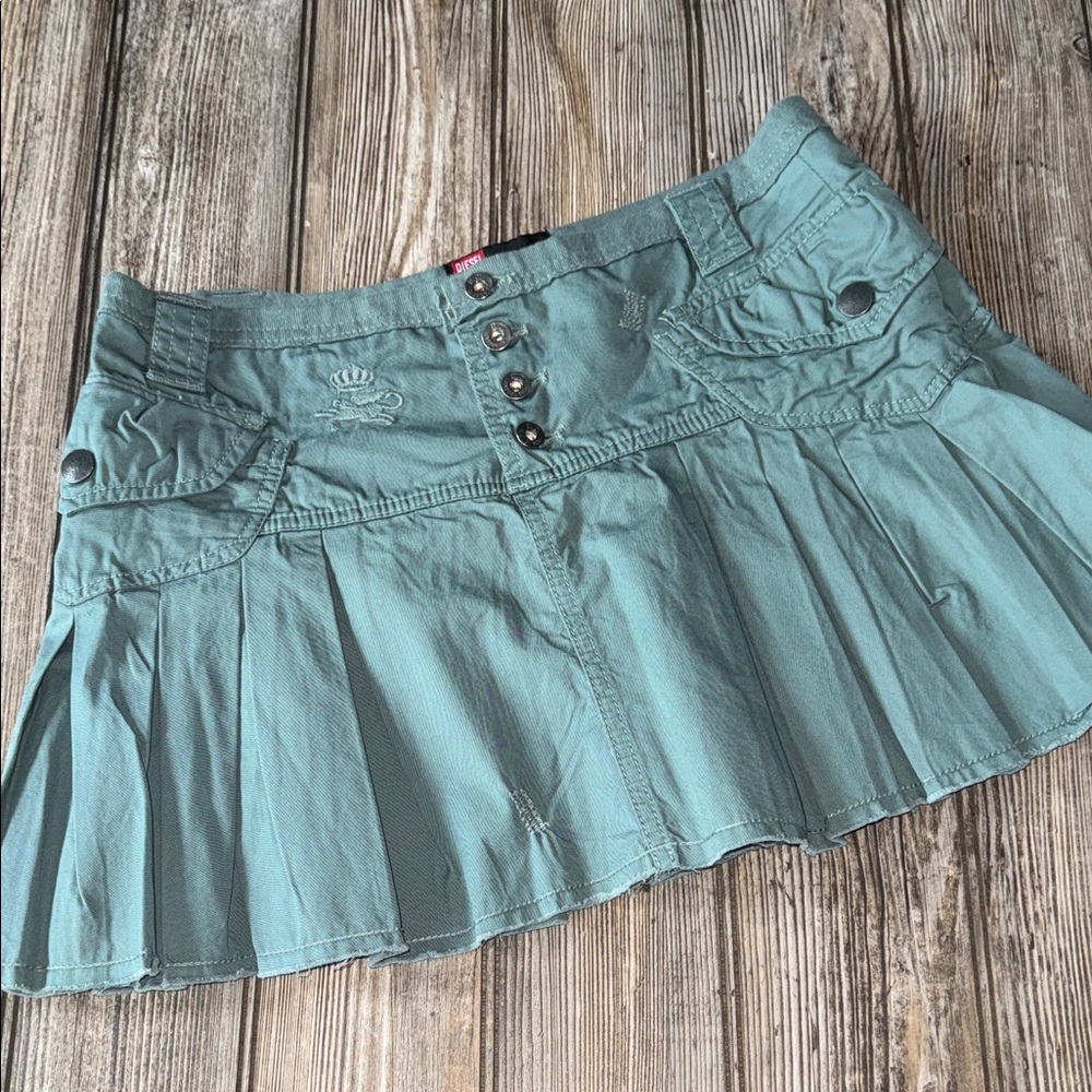 Diesel skirt pleated Stylish Green size 26 y2k